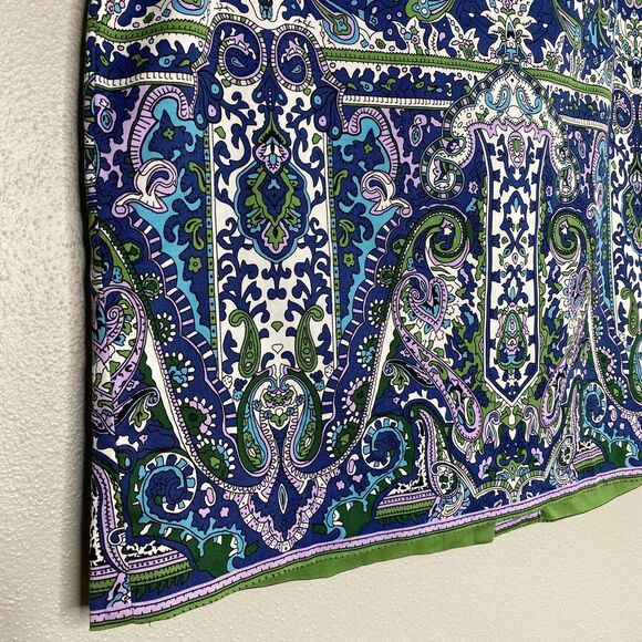 Talbots Womens Petites Skirt 10P Blue Purple Paisley Floral Pencil Lined Stretch - Picture 3 of 10